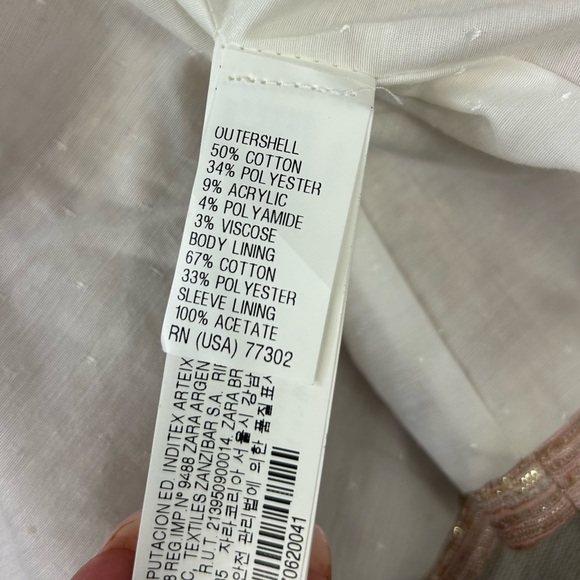 ZARA Fancy Button Down Textured Shoulder Pads Blazer R - Picture 10 of 10